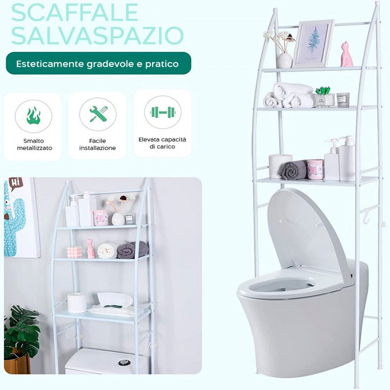 Scaffale Multifunzione per Bagno 165x25x47 cm Rack Mensole Salvaspazio