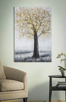 Dipinto su Tela Tree Simple 80x3,8x120 cm in Legno di Pino e Canvas Multicolor
