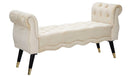 Panchetta Paris 120x40x60 cm in Legno Spugna Metallo e Poliestere Crema Nero e Oro