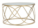 Tavolo da Caffé Lury Ø70x40 cm in Ferro e Vetro e MDF Oro