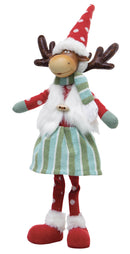 Set 2 Pupazzi Renna H58 cm in Tessuto Pois e Righe