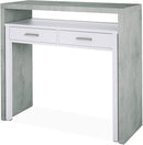 Scrivania Consolle Estensibile 99x36/70x88 cm 2 Cassetti Bianco e Cemento