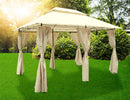 Gazebo da Giardino 4x3m con Tende Laterali in Acciaio e Poliestere Ecrù