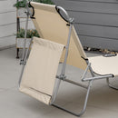 Lettino Prendisole da Giardino Pieghevole 187x58x36 cm in Metallo e Tessuto Oxford Beige