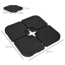Base per Ombrellone 4 Pezzi in HDPE Riempibili 104x104x7.5 cm Nera 