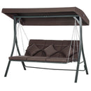 Dondolo da Giardino 3 Posti 198x118x168 cm Sedute Separate con Chaise Longue Marrone   
