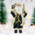 Statuina Babbo Natale Verde Statuetta 40 cm Vestiti in Tessuto Addobbo Natalizio