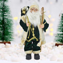 Statuina Babbo Natale Verde Statuetta 40 cm Vestiti in Tessuto Addobbo Natalizio