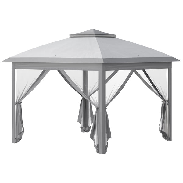 Gazebo da Esterno 330x330x280 cm Pieghevole ad Altezza Regolabile con Zanzariere Grigio sconto
