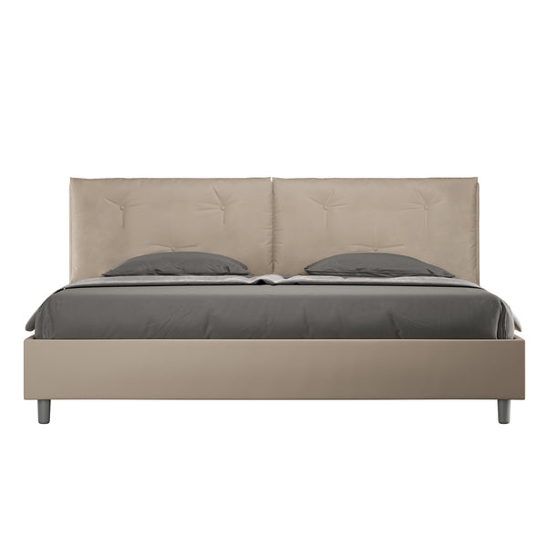 Letto Matrimoniale Imbottito in Similpelle Appia Large Tortora Varie Misure online