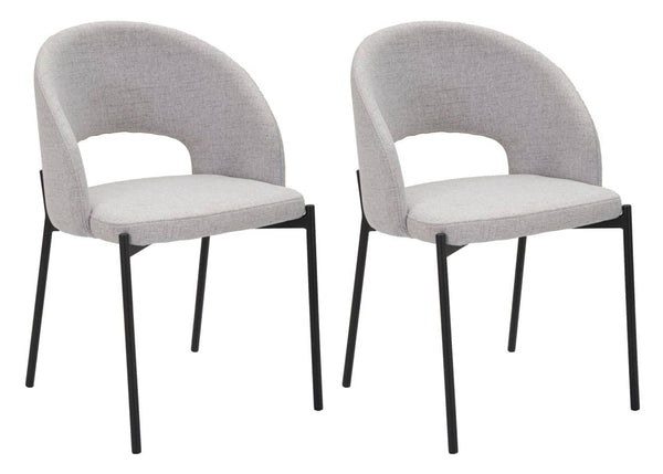 sconto Set 2 Sedie Helsinki 51x80x53 cm in Tessuto Grigio/Nero