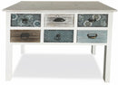 Consolle 6 Cassetti 90x38x78,5 cm in Legno Soriani Bianco Anticato