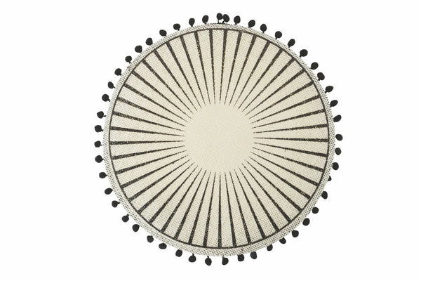 Set mit 6 Jute-Tischsets mit Pon Pon Ø38 cm Villa d'Este Home Tivoli Schwarz online