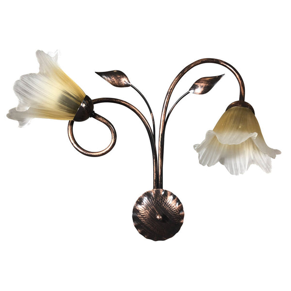 Wandleuchte 2xE14 Kupfer Braun Gestell Bernstein Farbverlauf Satinglas E-Energy Melania acquista