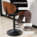 Set 2 Sgabelli da Bar con Schienale 53x52x92-112 cm in Legno e Finta Pelle Nero  