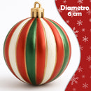 Box 24 Palline di Natale per Albero Sfere Natalizie Bianco Rosso e Verde da 6 cm