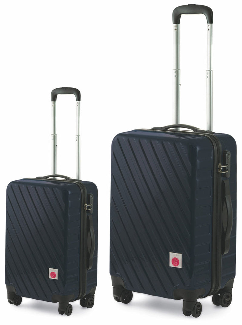 Set 2 Valigie Trolley Rigide in Policarbonato 4 Ruote TSA Soriani Blu Scuro