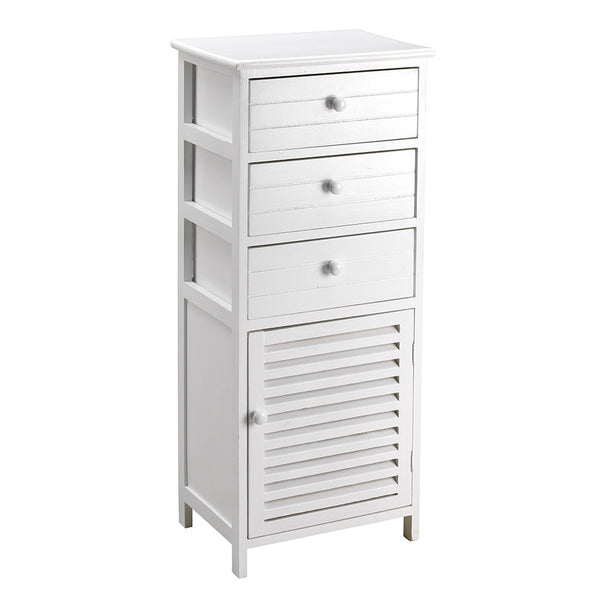 Kommode mit 3 Schubladen und 1 Tür aus Paulownia-Holz Fadi White online