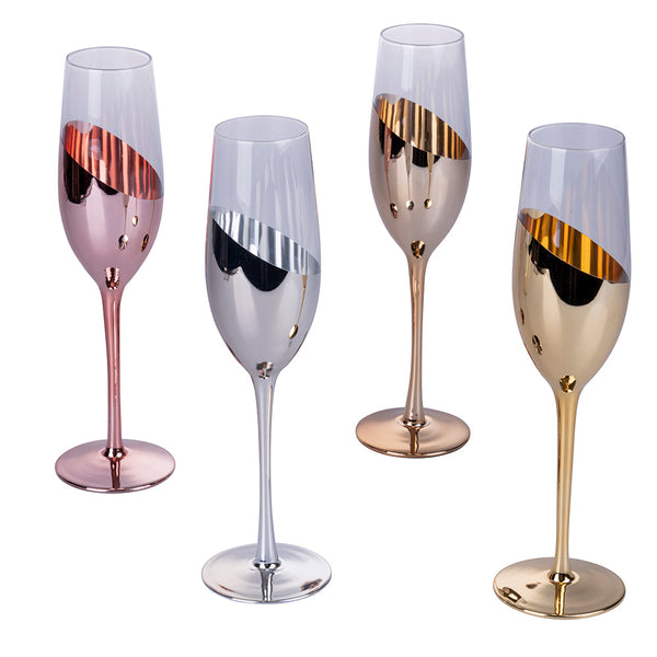 Set 4 Sektgläser Chic Flûte Glas Villa d'Este Home Tivoli 4 verschiedene Farben sconto