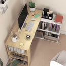 Scrivania Angolare con Piano Girevole a 360° e 5 Ripiani 120x110x74,5 cm in Truciolato Color Legno Bianco      