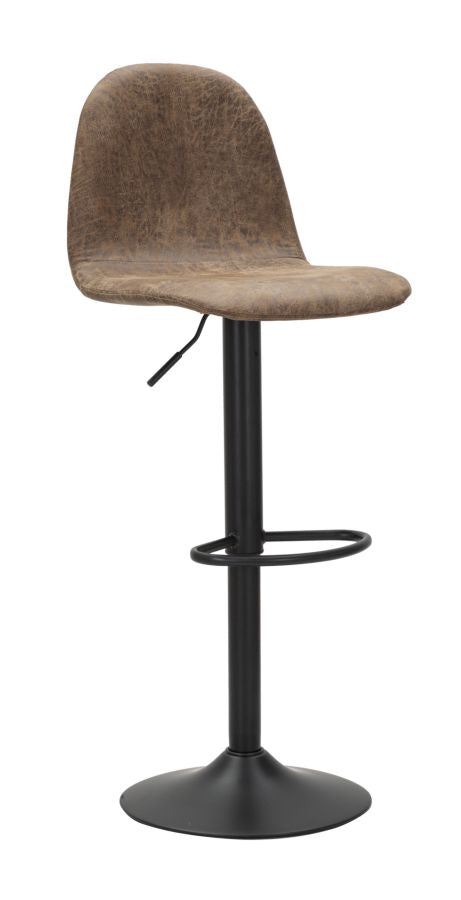 sconto Berlin Hocker 41x50x90-112 Sitzhöhe 60x81 cm in Eisen und Schwamm und braunem und grauem PU