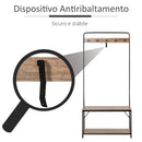Appendiabiti Panchina per Ingresso con Scarpiera 80,5x30x170 cm in Acciaio e Truciolato  Rovere e Nero