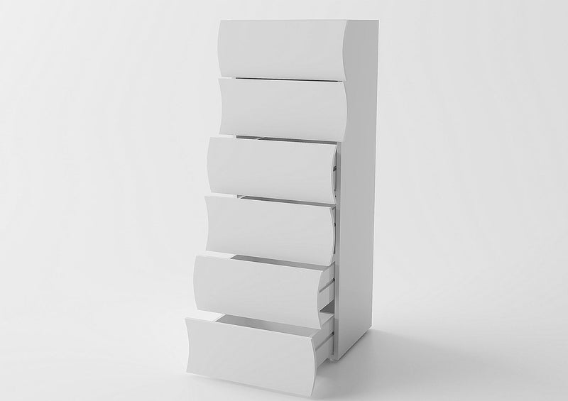Cassettiera Alta 6 Cassetti 50x40x121,5 cm Onda 6C Bianco Lucido  