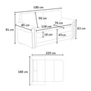 Divano Letto 180x85x92 cm in Tessuto Grigio