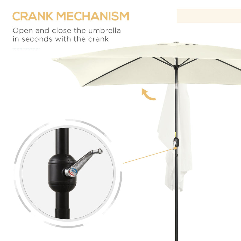 Ombrellone da Giardino 1,9x2,9x2,4 m Palo Ø38 mm in Alluminio Metallo e Poliestere Bianco Crema