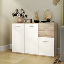 Credenza Moderna 106x35x76 cm con 3 Armadietti e 2 Cassetti color Legno   