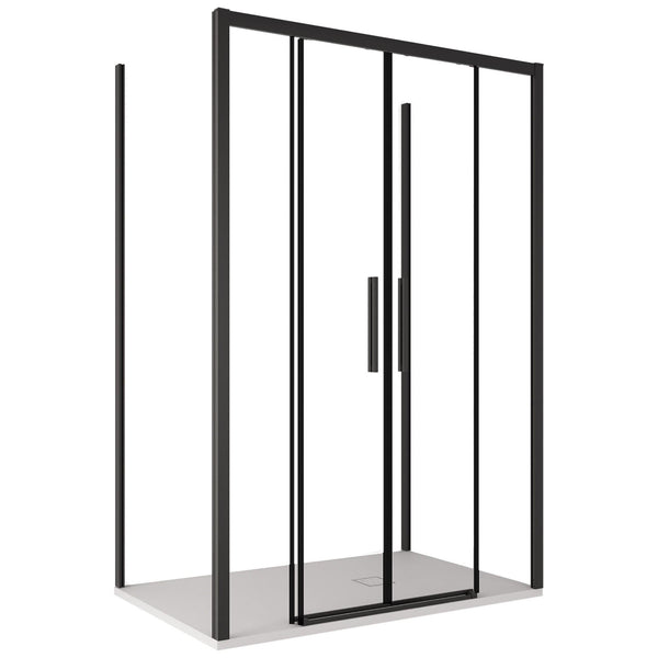 Duschabtrennung 3 Seiten 2 Schiebetüren in transparentem Kristall 6 mm H195 Bonussi Eliane Verschiedene Größen online