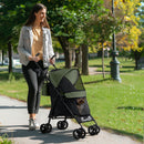Passeggino per Cani 76x44x103 cm con 2 Finestre a Rete Nero e Verde Scuro   