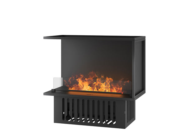 acquista Camino a Vapore Elettrico Bifacciale Angolare a Sinistra 80x50x40 cm Invapo Corner L800 Nero