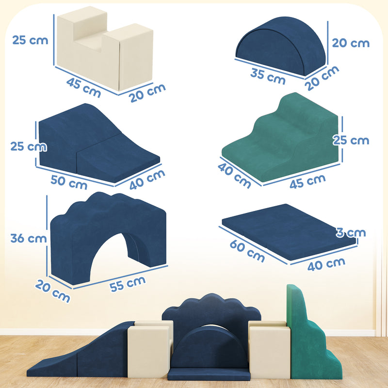 Set 7 Costruzioni Morbide per Bambini 6 mesi - 3 Anni Rivestimento in Velluto Blu   