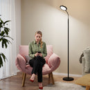 Lampada da Terra LED 22x166 cm con Telecomando Regolazione Luminosità e Temperatura in Acciaio Nero      