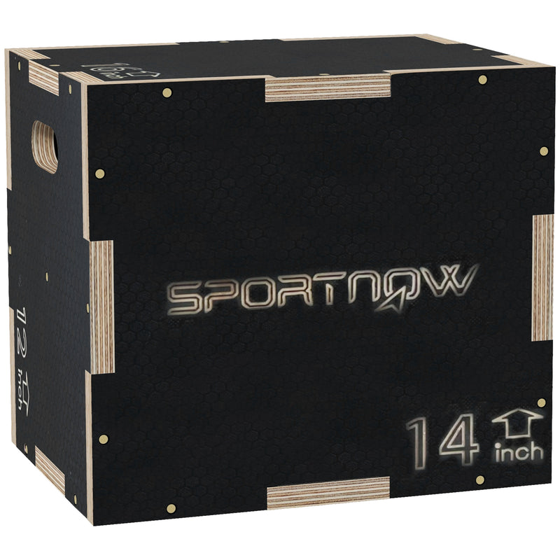 Box Jump Pliometrico a 3 Altezze 41-36-31 cm in Legno Antiscivolo Nero  