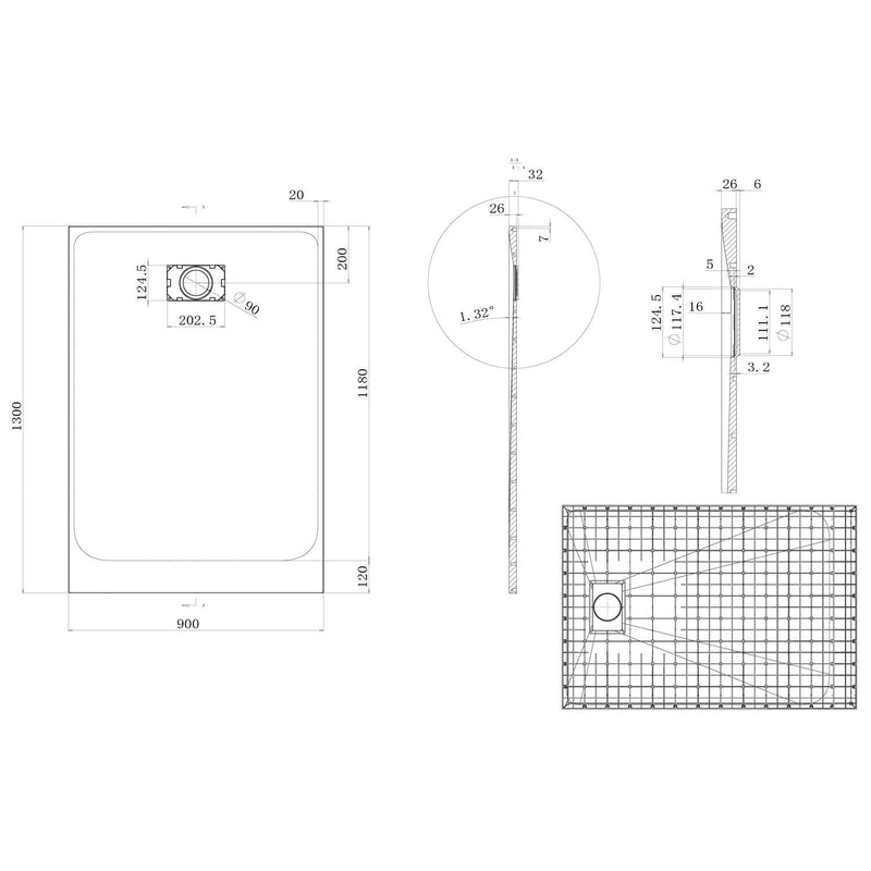 Piatto Doccia in Acrilico Fosterberg Azalea Tortora Varie Misure
