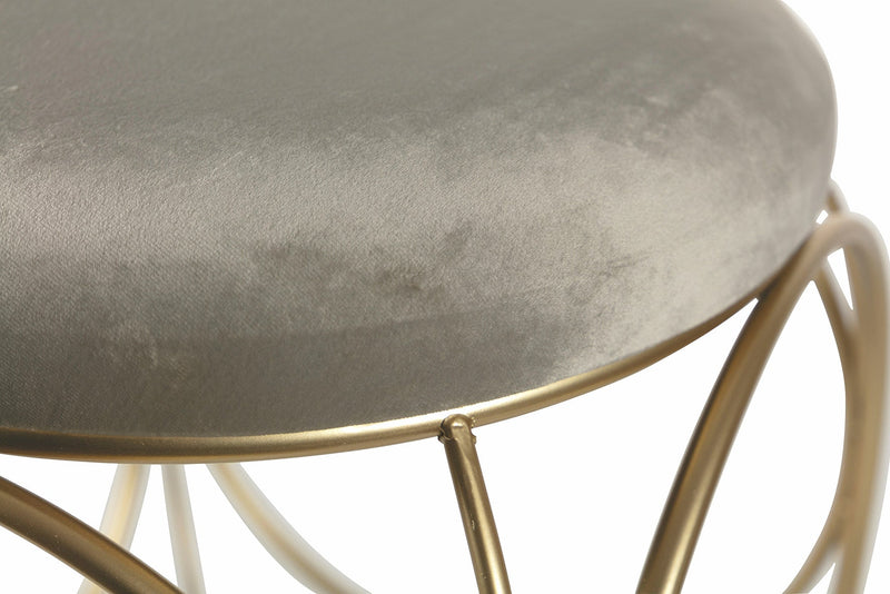 Sgabello Tondo Ø40x46 cm in Ferro e Velluto Soriani Tortora