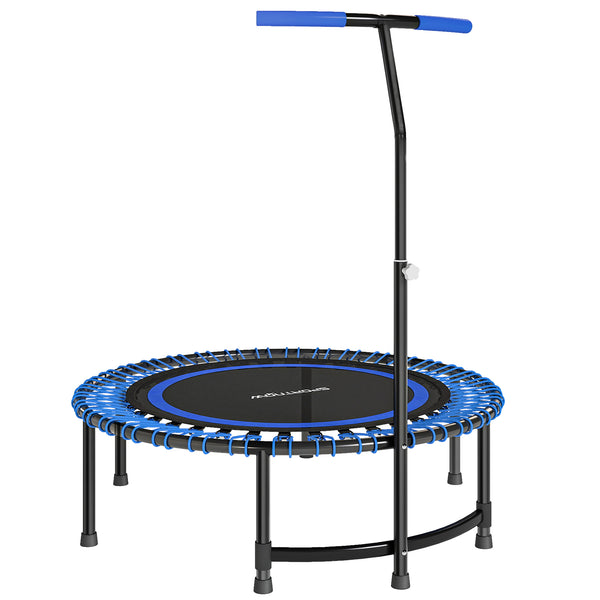 sconto Trampolino Fitness Ø145 cm con Manubrio Regolabile su 5 Posizioni 36 Molle Bungee e Capacità 150 kg Telaio in Acciaio Blu