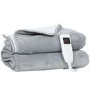 Coperta Elettrica 160x140 cm con 5 Livelli di Calore e 2 Telecomandi in Pile e Poliestere Grigio      