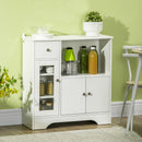 Credenza Buffet 80x30x82 cm con Vano Aperto Cassetto 3 Ripiani e Armadietto a 2 Ante in Legno Bianco      