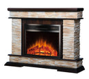 Camino Elettrico da Pavimento 88x118x30,5 cm Effetto Fiamma 1500W Stone & Ararat Noce