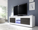 Mobile TV 2 Porte 1 Nicchia 181x43x56cm TFT  Basic Bianco Lucido Quercia Wengè