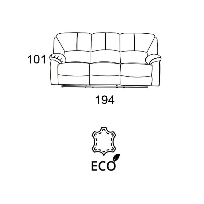 Divano 3 Posti Reclinabile Manuale 194x97x101 cm in Similpelle Rudy Marrone