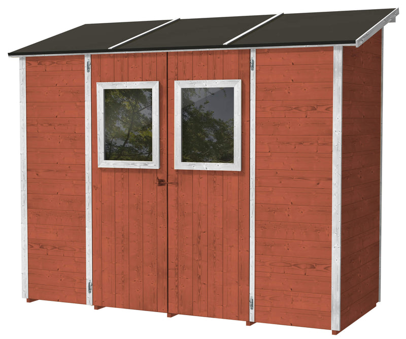 Casette Box da Giardino in Legno Porta Utensili 245x102x224 cm con 2 Porte e Finestre Ecla Salmone