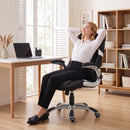 Sedia da Ufficio Ergonomica 68x76x109-117 cm con Supporto Lombare e Altezza Regolabile in Tessuto Effetto Lino Nero      