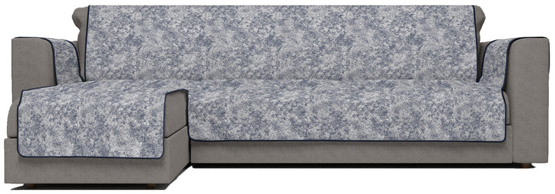 Copridivano con Penisola Sinistra in Poliestere e Cotone Blu Scuro Varie Misure