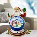 Babbo Natale in Resina con Luci Musica e Movimento con Scenario Natalizio