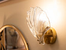 Lampada da Muro Shell 20x14x22 cm in Vetro e Ferro Oro e Naturale      