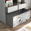 Scaffale Portagiochi con 6 Contenitori in Tessuto 63x30x66cm Grigio   